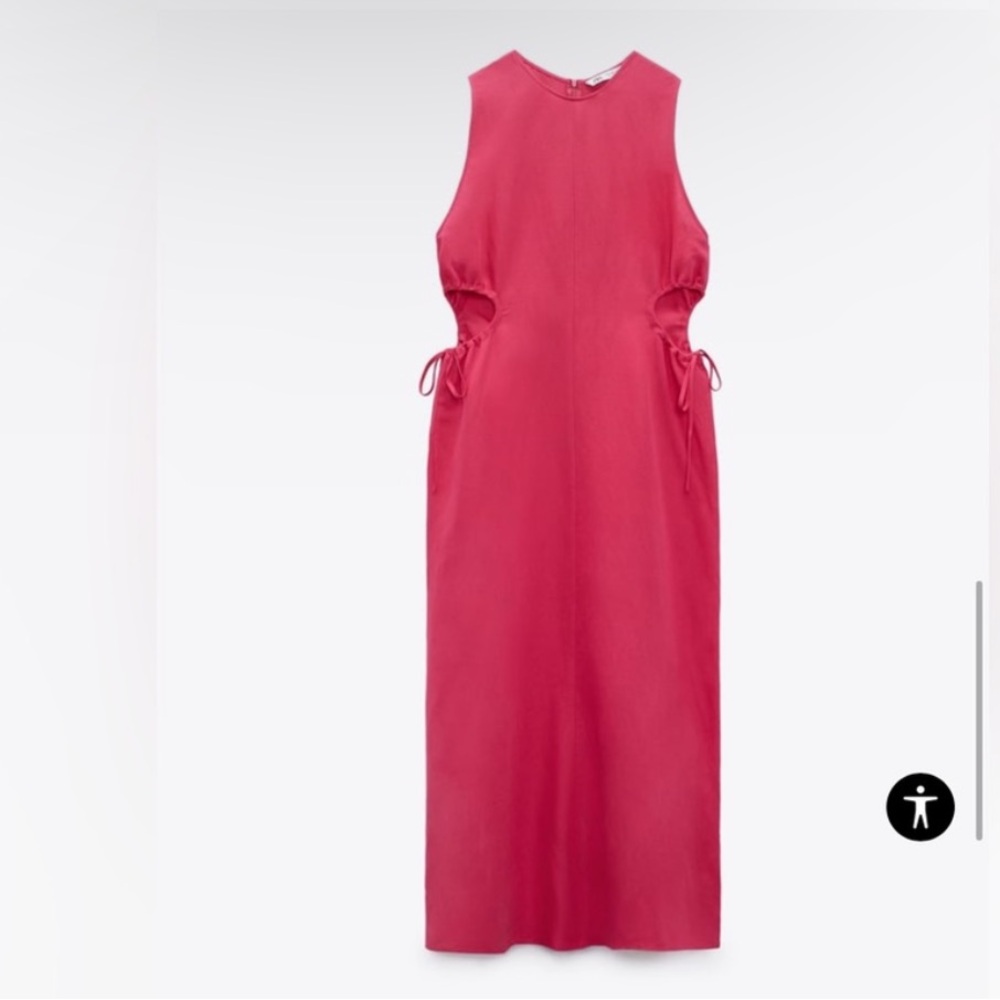 Zara linen cut out midi dress
